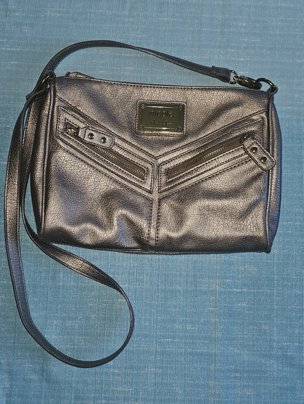 NICOLE MILLER CROSSBODY BAG SHOULDER BAG TAUPE METALLIC